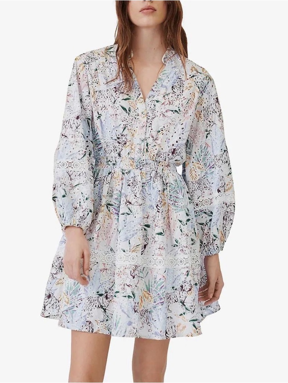 Maje Rapsodia Jungle-print Mini Dress in Multicolor Cotton